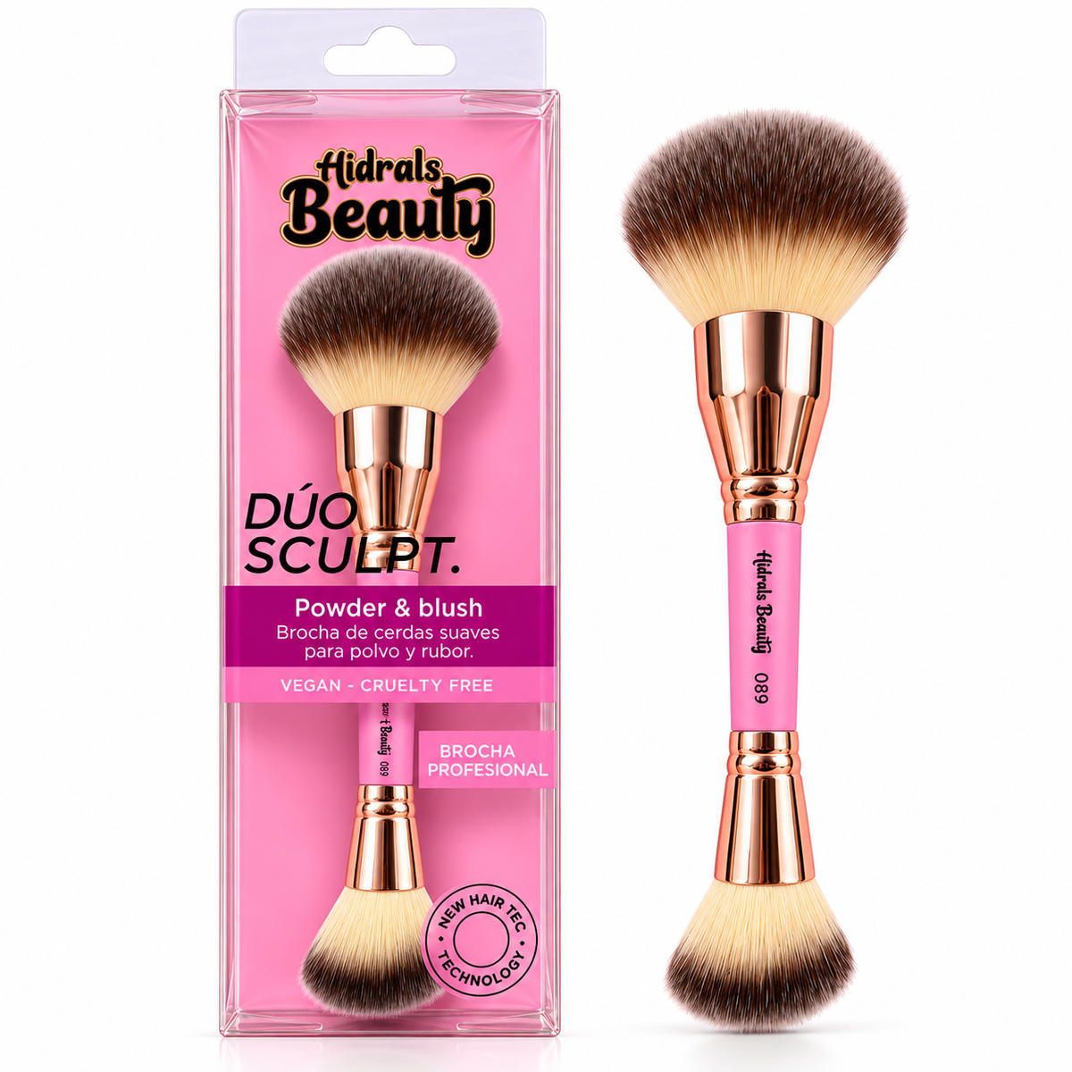 Brocha Doble Para Polvo Y Rubor Professional Colección Hidrals Alma Beauty