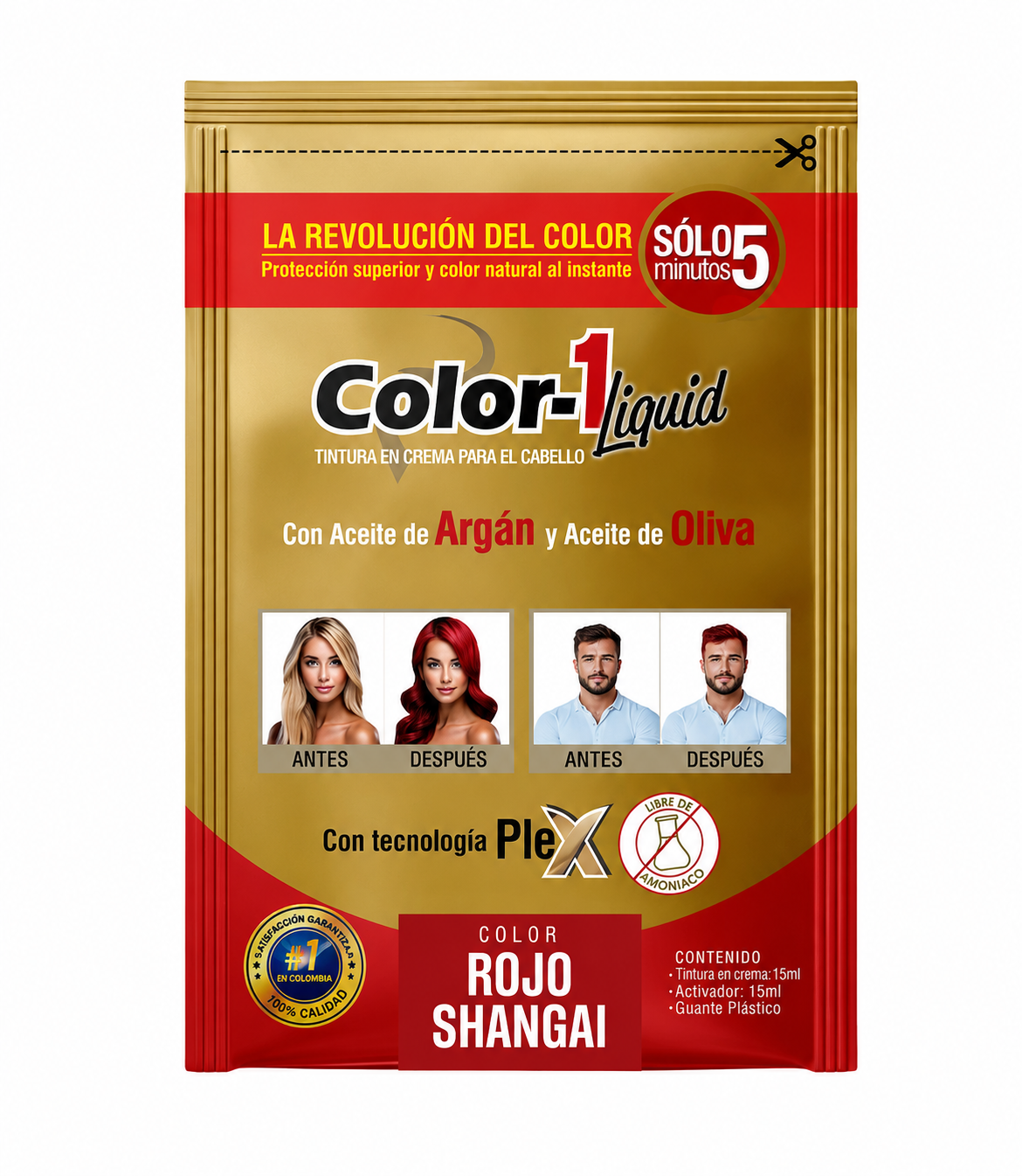 Color 1 Tinte Liquido Rojo Shangai 6 Sachets