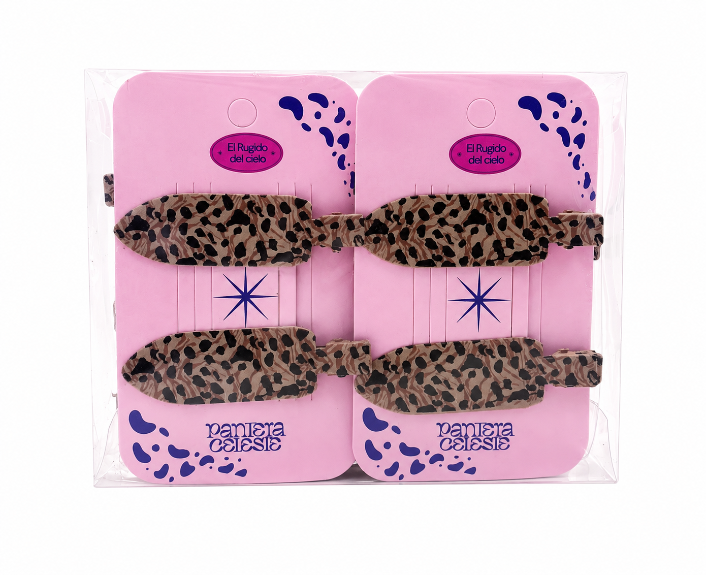 Pinzas Sujetadoras De Cabello Para Maquillaje Pantera Celeste
