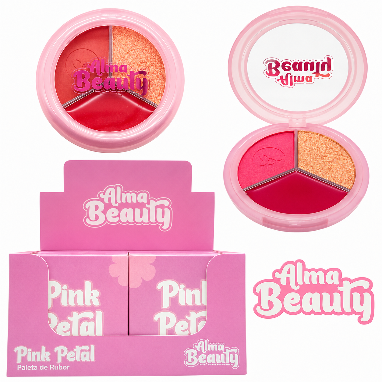 Trio De Rubores + Iluminador Alma Beauty