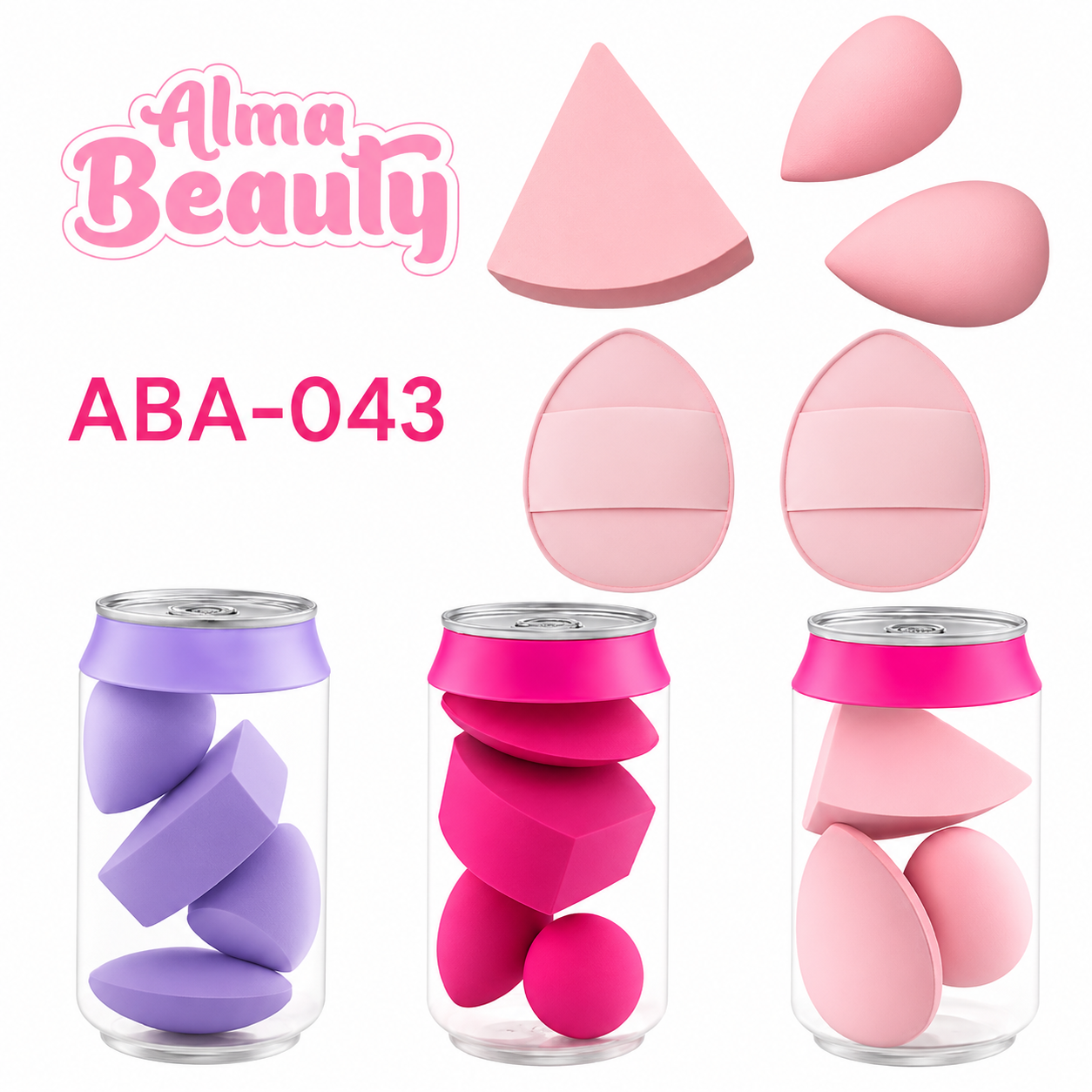 Barrilito X5 Surtidos (2 Mini Blender+2 Borlitas+ 1 Esponja) Alma Beauty