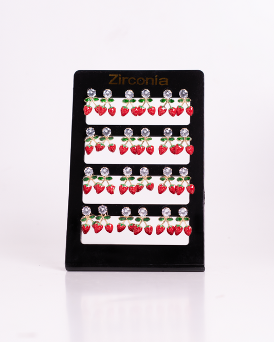 Caja Aretes Fresa Importados