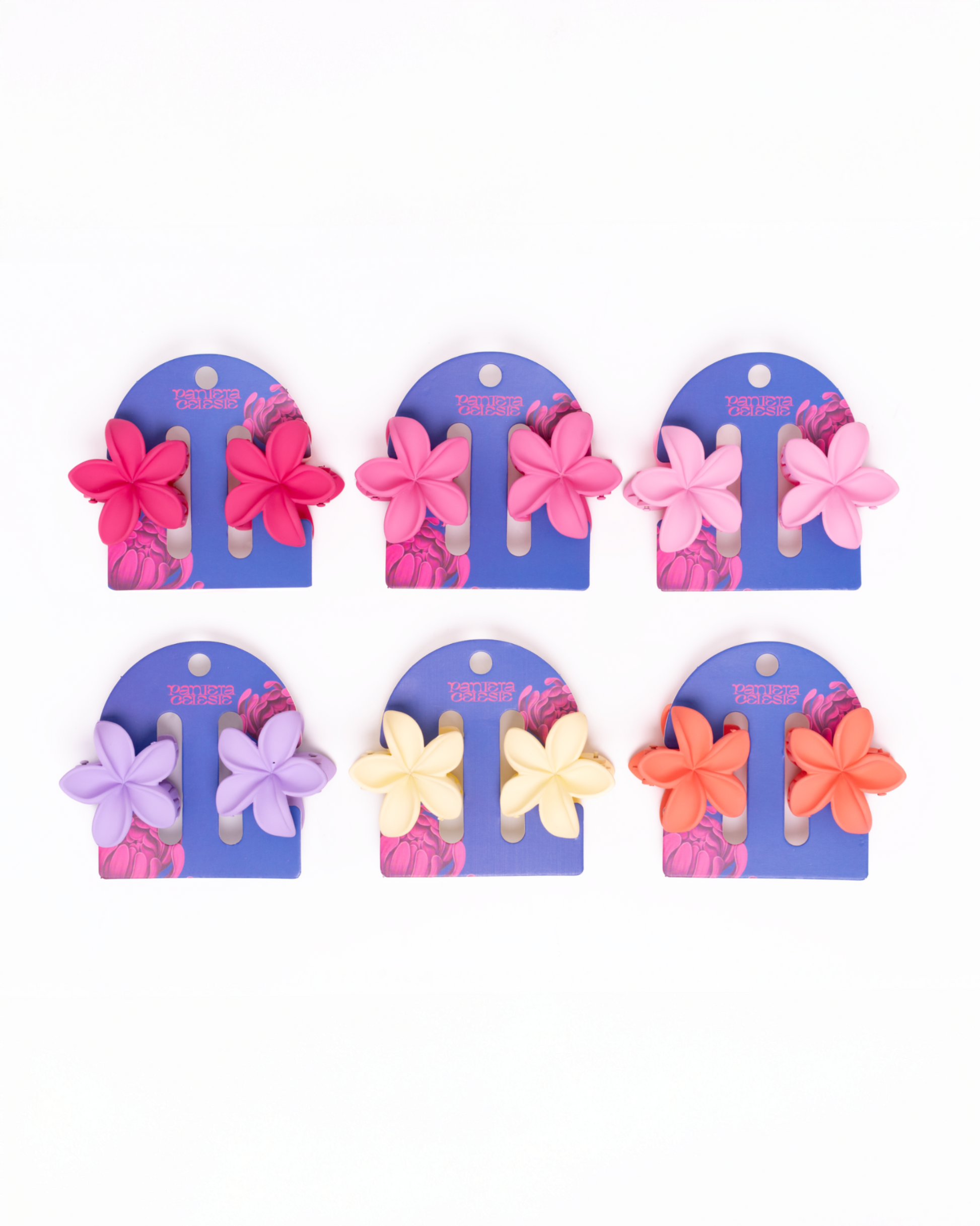 Set 2 Piezas Pinzas Para Pelo Tipo Flor Pantera Celeste
