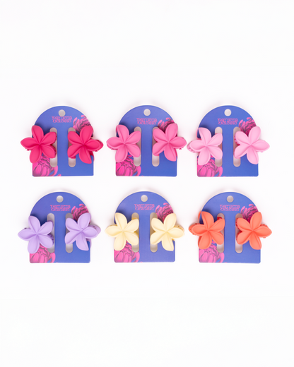 Set 2 Piezas Pinzas Para Pelo Tipo Flor Pantera Celeste