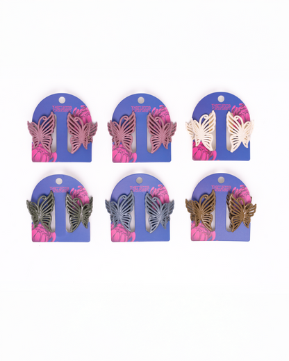 Set 2 Piezas Pinzas Para Pelo Tipo Mariposa Pantera Celeste