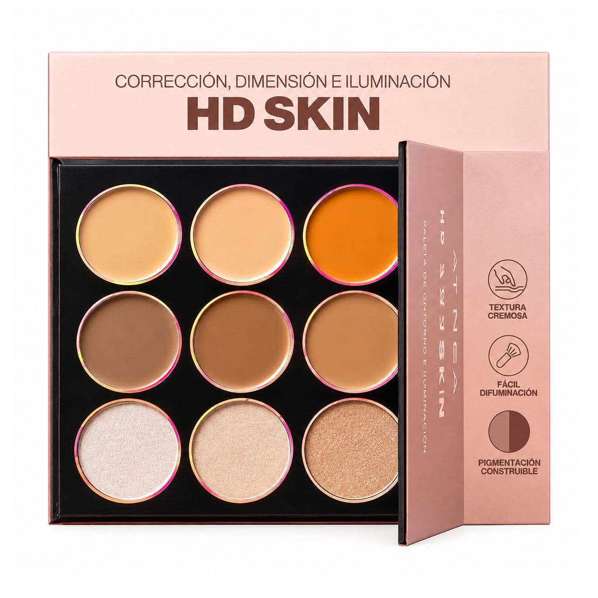 Paleta De Corrector Contorno E Iluminador HD Skin Palette Atenea