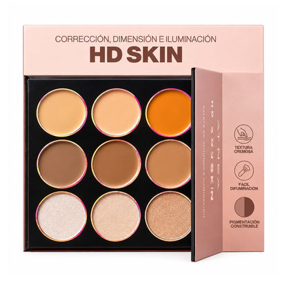 Paleta De Corrector Contorno E Iluminador HD Skin Palette Atenea
