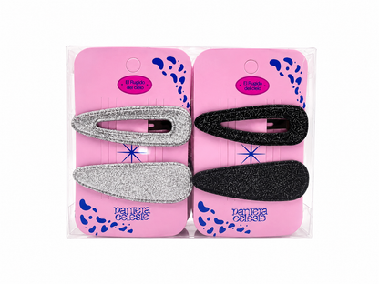 Pinzas Brillantes Para Cabello Pantera Celeste