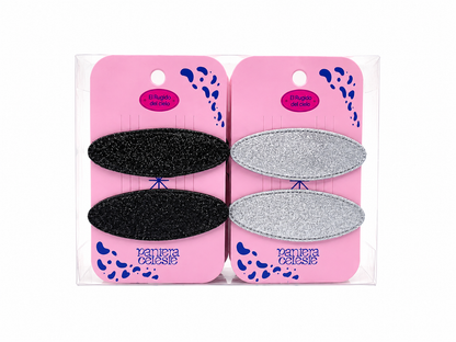 Pinzas Ovaladas Brillantes Para Cabello Pantera Celeste