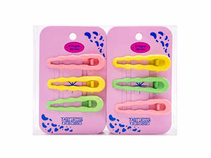 Pinzas Para Cabello 3 Piezas Pantera Celeste