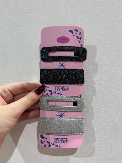 Pinzas Rectangular Brillante Para Cabello Pantera Celeste