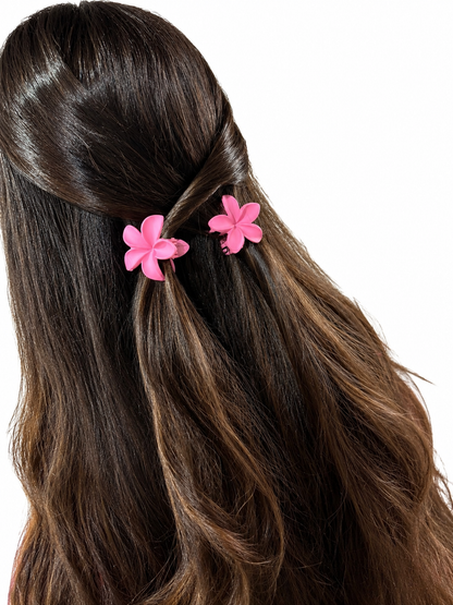 Set 2 Piezas Pinzas Para Pelo Tipo Flor Pantera Celeste