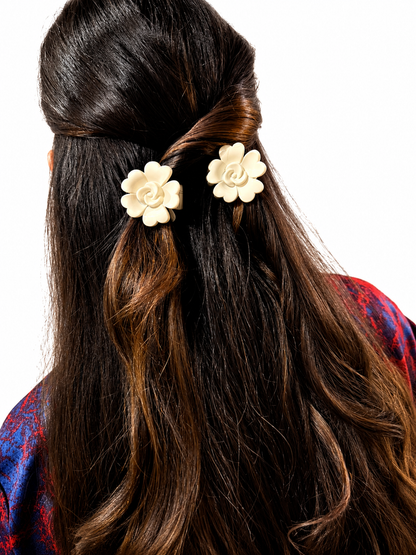 Set 2 Piezas Pinzas Para Pelo Tipo Rosa Pantera Celeste