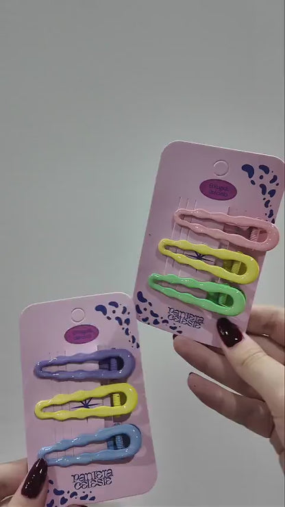 Pinzas Para Cabello 3 Piezas Pantera Celeste