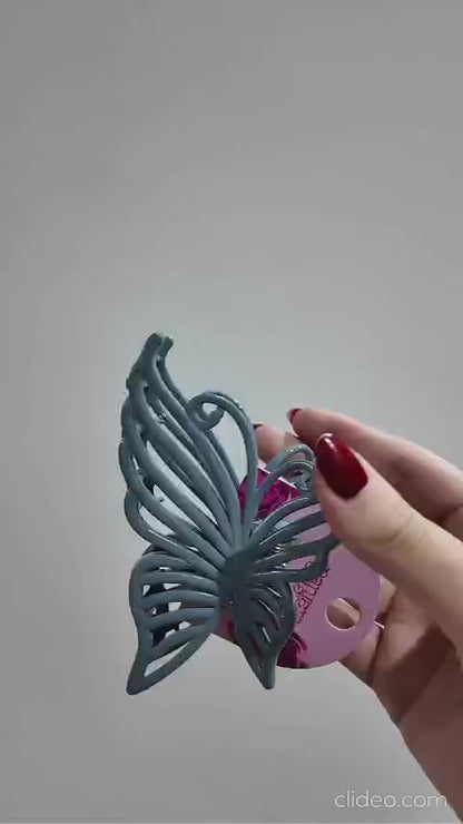 Pinzas Para El Cabello Tipo Mariposa Pantera Celeste