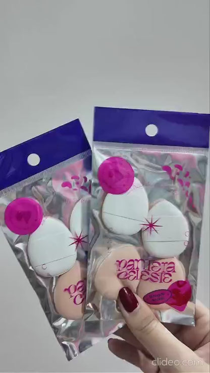 Set De Esponjas Maquillaje Mini  X 4 Unidades Pantera Celeste