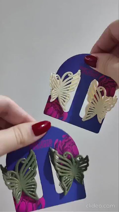 Set 2 Piezas Pinzas Para Pelo Tipo Mariposa Pantera Celeste