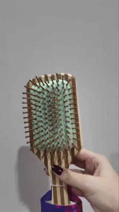Cepillo Bambu Desenredante Pantera Celeste